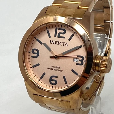 Invicta Corduba Watch Men 40mm Rose Gold Tone 14830 Date 100M New Battery 7.5" - Image 1 of 4