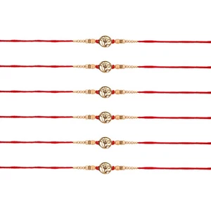 6x Rakhi Thread Bracelet Ganesh Golden Raksha Bandhan Festival Wrist Band Dora - Picture 1 of 2