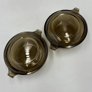 Pair Of PYREX Casserole Dish Bowl 019 and Lid Amber Brown Glass 20 oz 600 ML - Picture 1 of 11