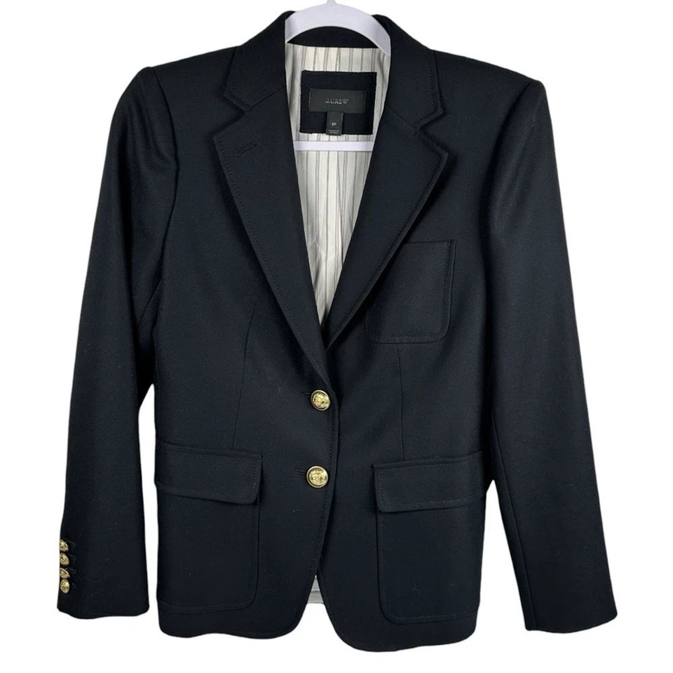 J. Blazer profesional clásico Crew para mujer 6P Rhodes 100 % lana negro dorado E1036 Foto 1 de 4