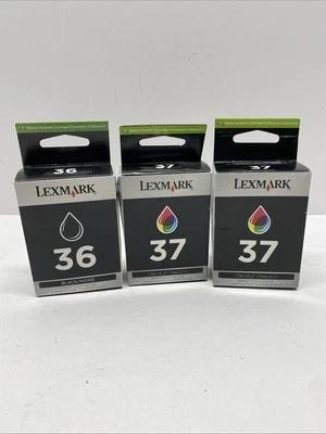 New Genuine Lexmark 36 37 2PK Ink Cartridges Box X Series  X3650 X4650 - Image 1 of 2