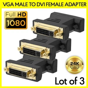 3PCS DVI-A Femmina a VGA Maschio Adattatore Connettore Analogico Convertitore per Monitor PC - Foto 1 di 3