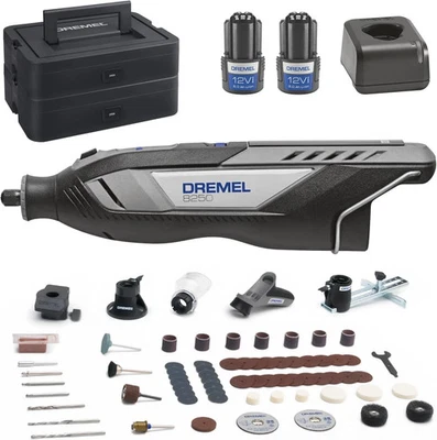 Dremel 8250 Akku-Rotationswerkzeug 12V Bürstenlos 65 Zubehöre 2 Akkus NEU OVP - Bild 1 von 4