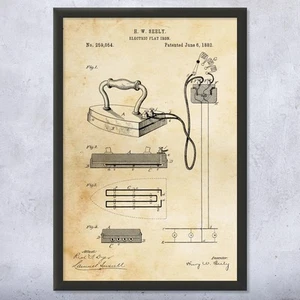 Electric Iron Patent Wall Art Poster, Canvas or Framed House Warming Gifts - Picture 1 of 15