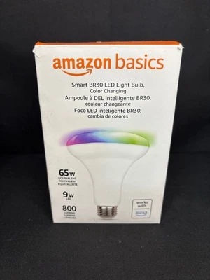  Basics Smart BR30 LED Light Bulb, Color Changing, 60W Equivalent, 800LM, Works - Image 1 of 4