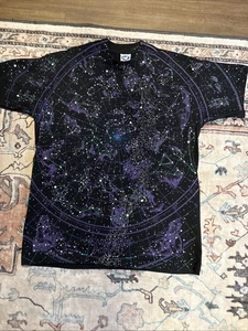 Astrología Constelación Azul Líquido 1993 De Colección Estampado Completo Zodiaco Talla XL - Imagen 1 de 6