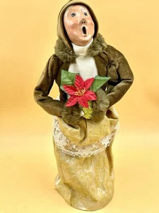 Rara Figurina Byers' Choice I Cantieri 1988 con Donna con Poinsettia - Foto 1 di 7