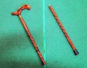 Bastón de madera hecho a mano tallado a mano bastón de mango de madera tallado vintage - Imagen 1 de 6