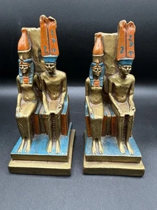 Rüstung um 1920 Buchstützen Ägyptisch Ägypten Pharao & Königin 7" groß. Guss - Bild 1 von 7