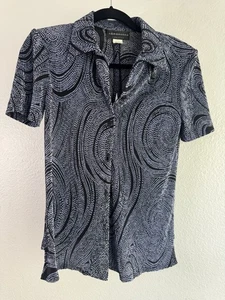 Connected Apparel Vintage Schiena Aperta Manica Corta Viola e Nero Taglia 6 - Foto 1 di 10