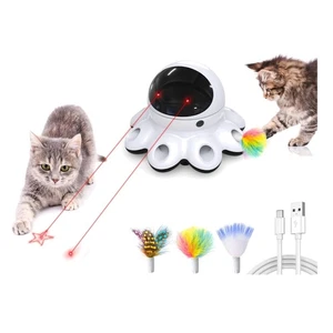 Giocattolo Laser Interattivo per Gatti 2 in 1 con Piuma per Divertimento in Interno - Ricaricabile USB - Foto 1 di 9