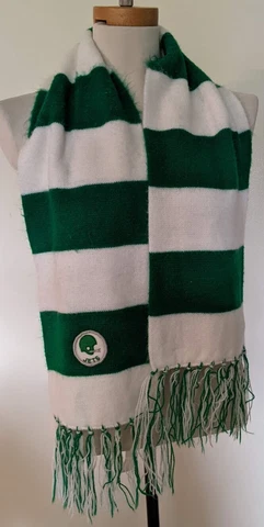 NEW YORK JETS Football Vintage Stocking Winter Scarf Green White Fringe 60x8" Cover