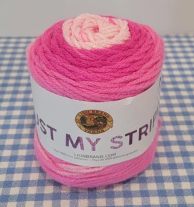 Just My Stripe Lion Brand Yarn - Cotton Candy Pink - 3oz. 100% Acrylic Lot# 7585 - Picture 1 of 2