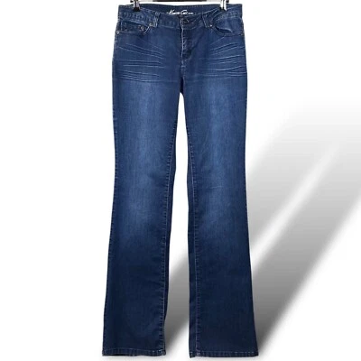 Pantalones de mezclilla Kenneth Cole para mujer talla 27 lavado oscuro ajustados rectos elásticos tiro medio Foto 1 de 4