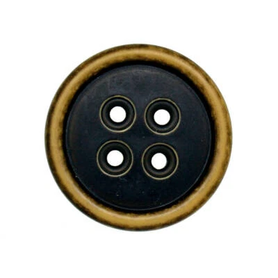 VINTAGE STYLE 4 HOLE COAT BUTTONS Black with Brown Rim Sizes 20mm and 34mm - Image 1 of 3