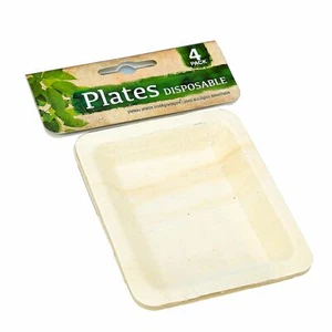 4 x 5" ECO Friendly Disposable Wooden Plates Canape Appetiser Party Enviromental - Picture 1 of 4
