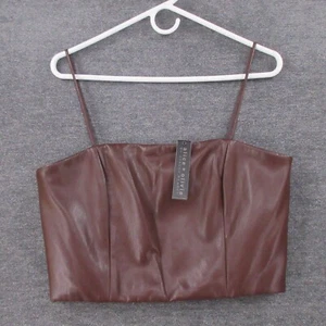 Alice Olivia Tank Top Women 12 Pearle Vegan Leather Spaghetti Strap Bustier - Picture 1 of 9