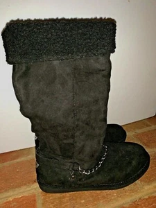 G By Guess Chukka Knee High Warm Black Boots Sherpa Lining Size 8.5 / 9 ❤️tb9j10 - Picture 1 of 7