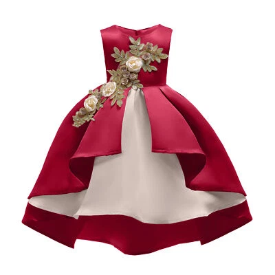 Girl Embroidery Silk Princess Dress Skirt Children's one-piece Dress for Party - Image 1 of 4