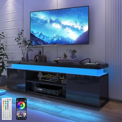 66"/75" Modern High Gloss LED TV Stand, Entertainment Center for 75"/85" TV - Image 1 of 4