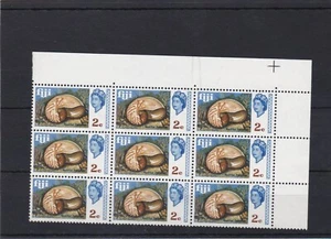 Fiji - Chambered nautilus shell - MNH block of 9 x 2c stamps 1968 - Picture 1 of 1