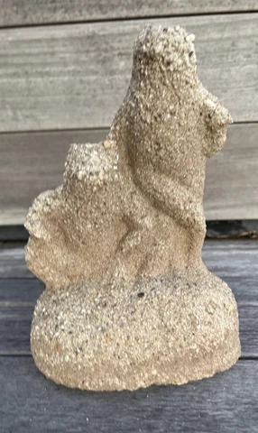 Vintage figurine Statue 2 Frogs Very Worn weathered Concrete Cement Small anthro Cover