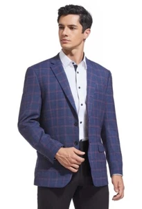 Men's Hechter Paris Grid Wool Sport Coat 52R Navy MSRP $495.00 - Picture 1 of 15