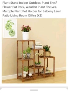 Plant Stand Indoor Plant Shelf Outdoor Wood Plant Rack for Multiple Plants k3 - Picture 1 of 3