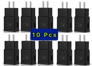 10Pk Adaptive Fast Charging Wall Charger For OEM Samsung Galaxy S8 S9 NOTE8/9 BK