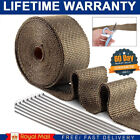 20M Titanium Gold Heat Wrap Tape Exhaust Insulating Downpipe Manifold + 10 Ties