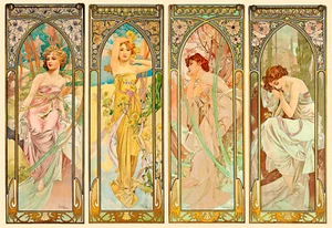 Póster de Arte Vintage Alphonse Mucha IMPRESIÓN EN LONA 24""X16"" (#2) - Imagen 1 de 1