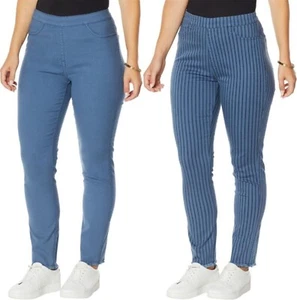 DG2 Diane Gilman Reversible Twill Ankle Jean Blue Stripe PS NEW (229) - Picture 1 of 1