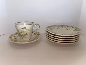 Vintage Metlox Poppytrail "Sculptured Daisy" Cup and Saucer Sets - Set Of 6 - Picture 1 of 12