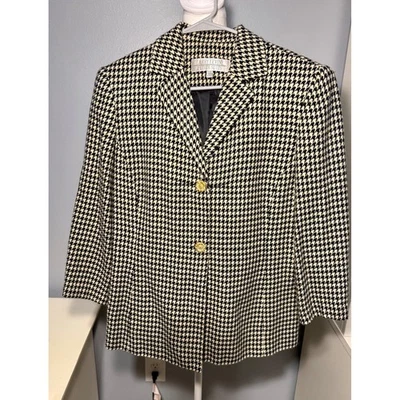 Blazer Larry Levine Petite Trajes Pata de Gallo Mujer Talla 12P Botones Dorados Foto 1 de 4