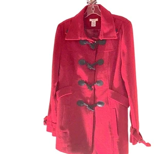 Vertigo Paris Red Polyester Blend Pea Coat. XL - Picture 1 of 5