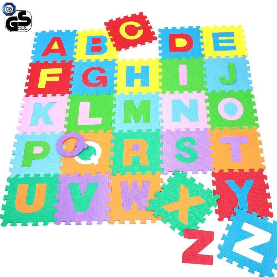 Tappeto Puzzle per Bambini Set 60 Pezzi Gioco Tappetino Lettere Alfabeto Gomma - Immagine 1 di 4