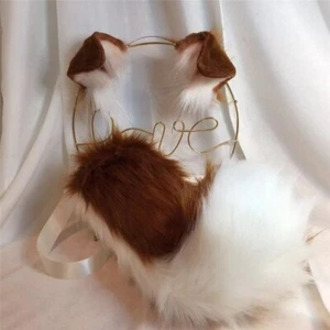 Shepherd Dog Anime Beast Ear Tail Wolf Cat Fox Ear Headband Cosplay Accessories - Picture 1 of 9