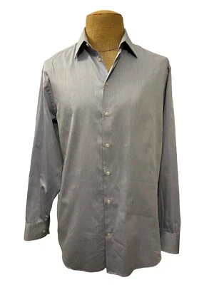 Camisa de vestir Armani Collezioni para hombre manga larga azul micro rayas talla 16-41 Foto 1 de 4