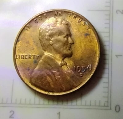 1956 D LINCOLN WHEAT PENNY ERROR D/D L ON RIM. "956D" - Image 1 of 4