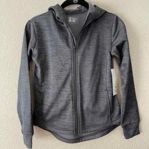 Z by Zella Girls Hi-Lo Hooded Track Activewear Grey Space Dye Jacket Large 10/12 - Picture 1 of 10