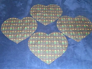 Juego de 4 tapetes en forma de corazón diseño de árbol de Navidad y estrella decoración de mesa suave - Imagen 1 de 4