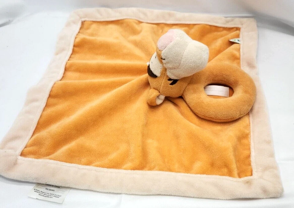 Cobertor de segurança Tigger Lovey com anel de chocalho 13 x 13 Disney - Imagem 1 de 4