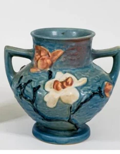 Vintage Roseville Art Pottery Magnolia Vase #180-6 Blue -MCM Excellent Condition - Picture 1 of 6