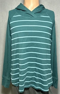 Eddie Bauer Women's Lightweight Pullover Hoodie Sweatshirt Green Light Blue 2XL - Picture 1 of 8