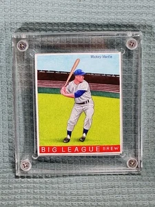 Helmar Brewing Big League Brew Yankees Mickey Mantle Painted Original Art Card - Picture 1 of 6