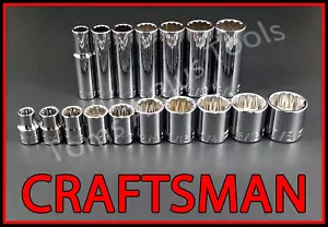CRAFTSMAN TOOLS 17pc Short & Deep 3/8 SAE 12pt ratchet wrench socket set - Picture 1 of 5
