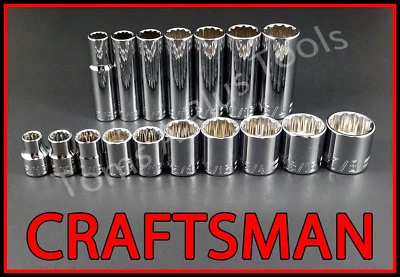 CRAFTSMAN TOOLS 17pc Short & Deep 3/8 SAE 12pt ratchet wrench socket set - Image 1 of 4