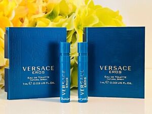 2 Versace Eros Eau De Toilette Natural Spray Sampler Vial FOR MEN FRESH NEW