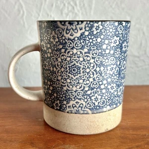 Bloomingville Lg 4.5”x4” Blue Bandanna Print Stoneware Coffee Mug KK - Picture 1 of 6