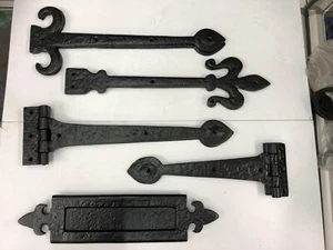 Black wrought Iron Door Fittings / Furniture, Studs ,Hinges , Window handles - Picture 1 of 8
